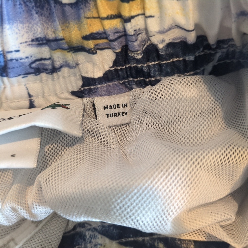 Lacoste Mens Greetings From France Graphic Print Swim Trunks Blue White Small - Picture 6 of 13